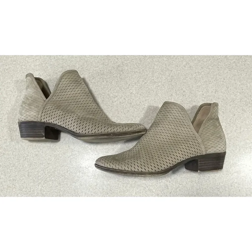 Lucky Brand Baley Ankle Bootie Women’s -10 Tan Suede Perforated Texture Pull On